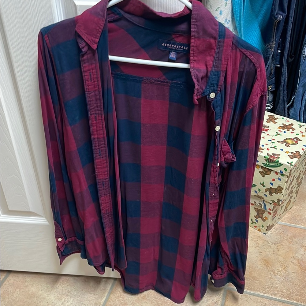 Aeropostale Red and Black Plaid Shirt